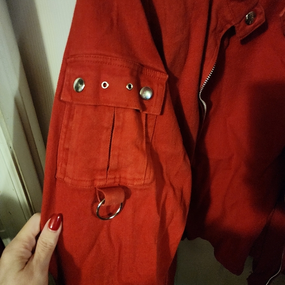 Vintage TRIPP NYC plus size denim moto jacket size 4 in red - Picture 4 of 4